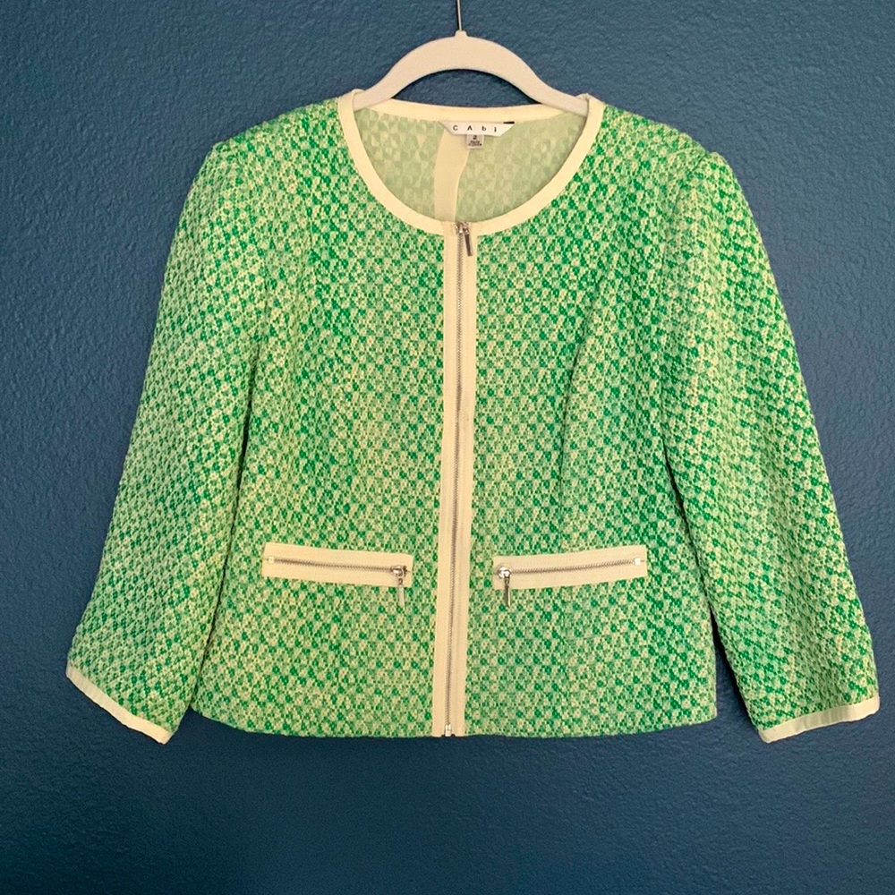 Cabi Clover Green Tweed Jacket - size 2